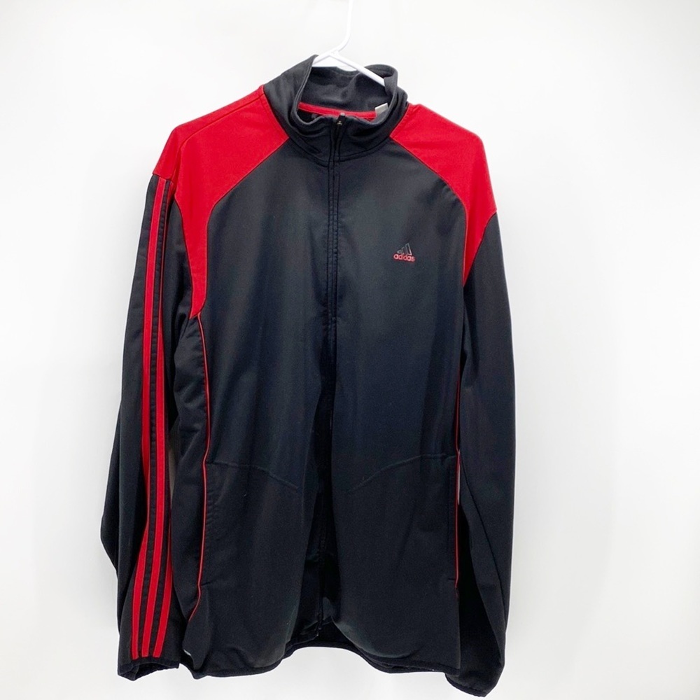 Adidas black red Active 360 full zip sweater workout practice casual sports